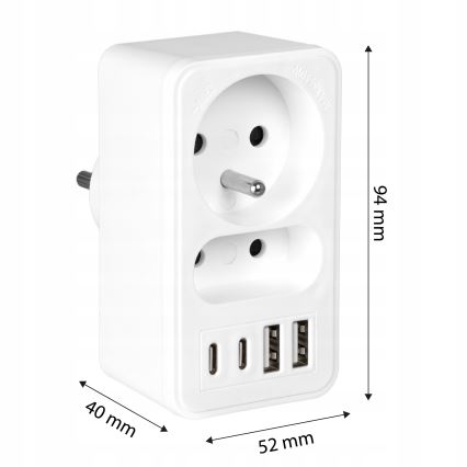 Rozbočovacia zásuvka 2× zásuvky + 2× USB-C + 2× USB-A