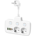 Rozbočovacia zásuvka s vypínačom LINEA 2x230V + 4xUSB A/C SCHUKO biela