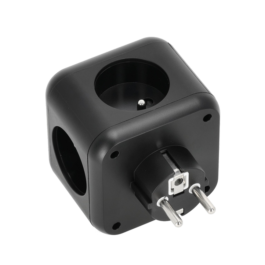 Rozbočovacia zásuvka s vypínačom LINEA 3x230V + 4xUSB A/C čierna