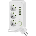 Rozbočovacia zásuvka s vypínačom LINEA 3x230V + 5xUSB A/C SCHUKO 3 m biela