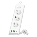 Rozbočovacia zásuvka s vypínačom LINEA PRO 3x230V+ 3xUSB-A + 1xUSB-C SCHUKO 1,5 m biela+