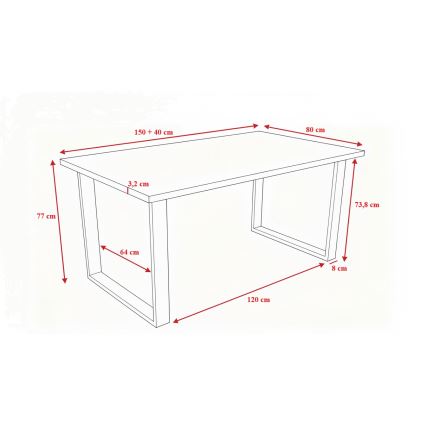 Rozkladací jedálenský stôl COLIN sivý