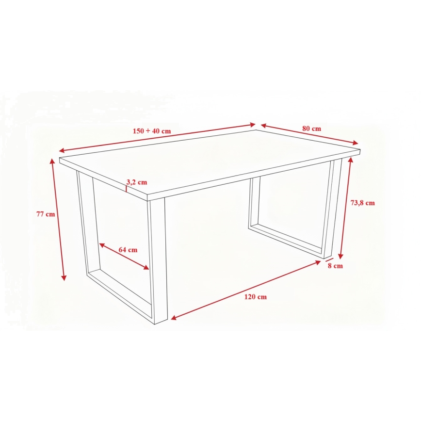 Rozkladací jedálenský stôl COLIN sivý