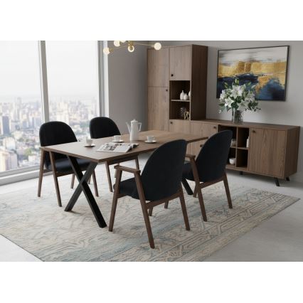 Rozkladací jedálenský stôl DOMO 150/190x80 cm dub lefkas/čierna