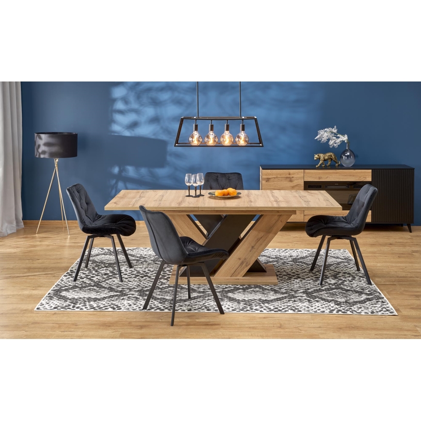 Rozkladací jedálenský stôl DROM 160/200x90 cm dub wotan/čierna
