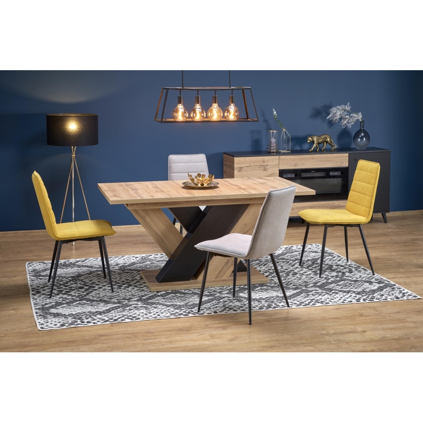 Rozkladací jedálenský stôl DROM 160/200x90 cm dub wotan/čierna