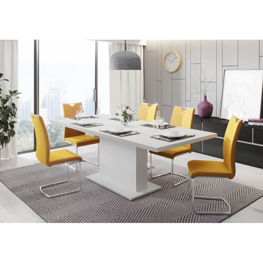 Rozkladací jedálenský stôl STRAP 160/200 x 90 cm biely