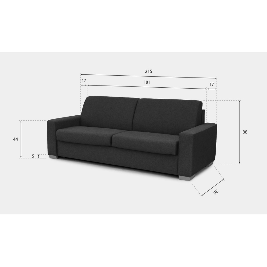 Rozkladacia trojmiestna pohovka na každodenné spanie LEKA modrá