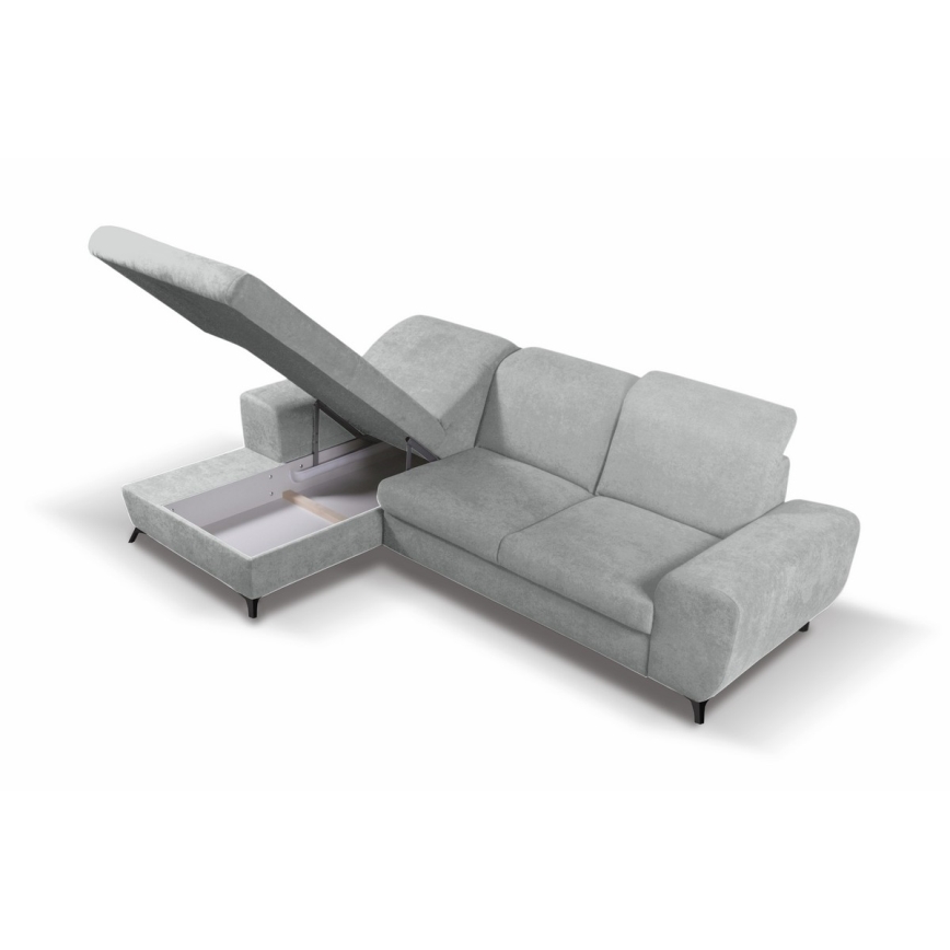 Rozkladacia rohová čalúnená sedacia súprava v tvare L ALTA ľavá sivá