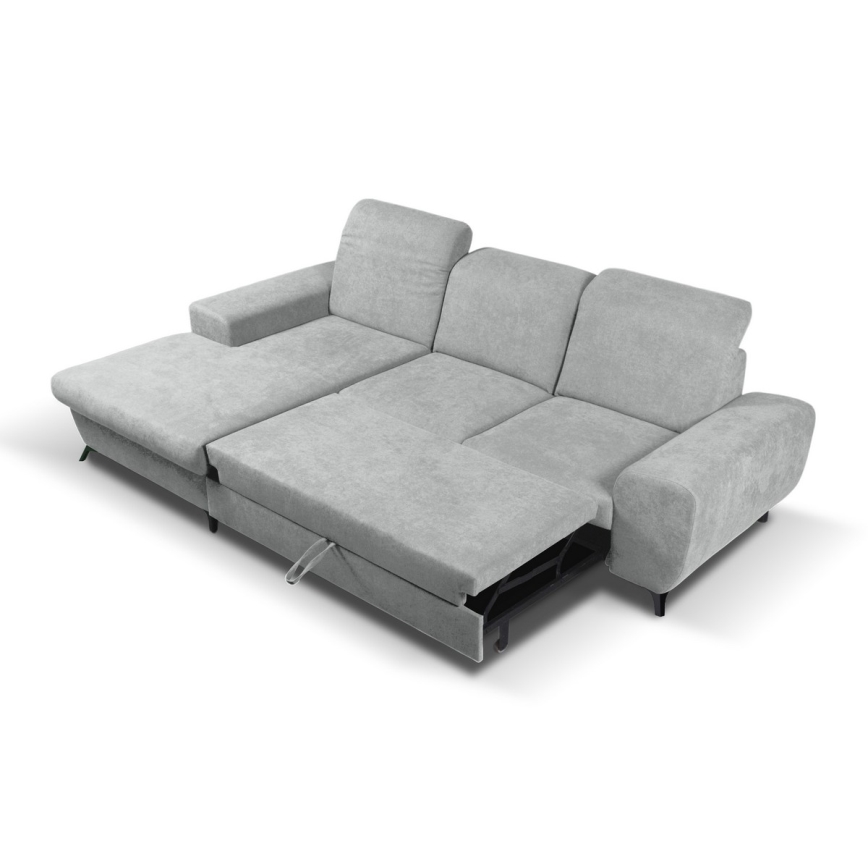 Rozkladacia rohová čalúnená sedacia súprava v tvare L ALTA ľavá sivá