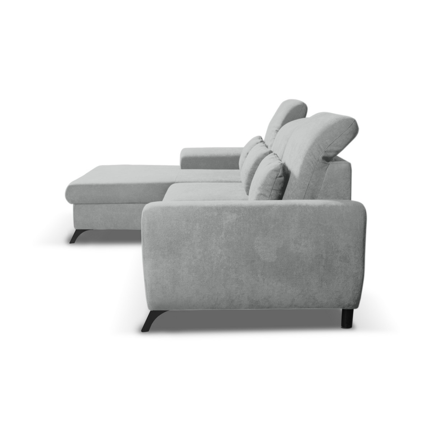 Rozkladacia rohová čalúnená sedacia súprava v tvare L ALTA ľavá sivá