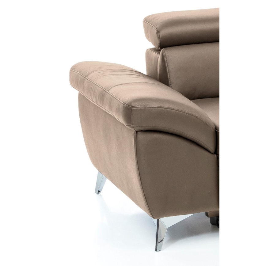 Rozkladacia kožená rohová sedacia súprava do L SALERNO II pravá hnedá