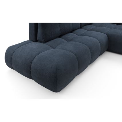Rozkladacia rohová čalúnená sedacia súprava ALMADA do tvaru L s úložným priestorom, pravé prevedenie, modrá