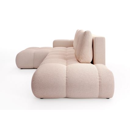 Rozkladacia rohová čalúnená sedacia súprava do tvaru L s úložným priestorom ALMADA, ľavé prevedenie, ružová