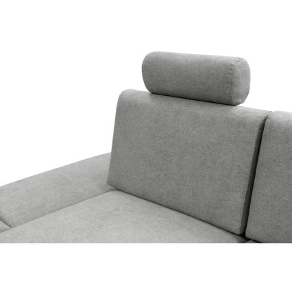 Rozkladacia rohová čalúnená sedacia súprava s úložným priestorom do L AVESTA ľavá sivá