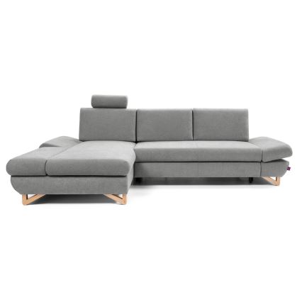 Rozkladacia rohová čalúnená sedacia súprava s úložným priestorom do L AVESTA ľavá sivá