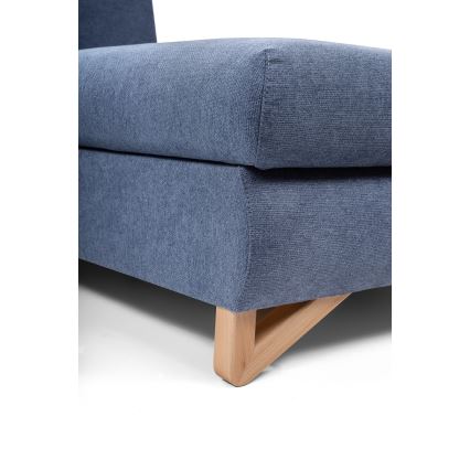 Rozkladacia rohová čalúnená sedacia súprava do tvaru L s úložným priestorom AVESTA pravá modrá