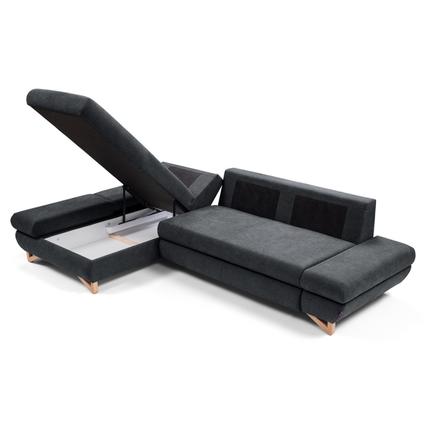 Rozkladacia rohová čalúnená sedacia súprava AVESTA v tvare L, ľavé prevedenie, antracit