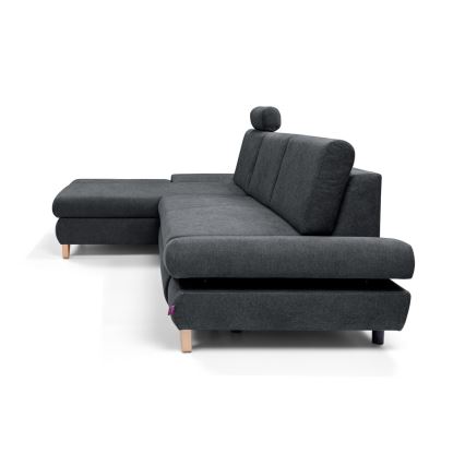 Rozkladacia rohová čalúnená sedacia súprava AVESTA v tvare L, ľavé prevedenie, antracit