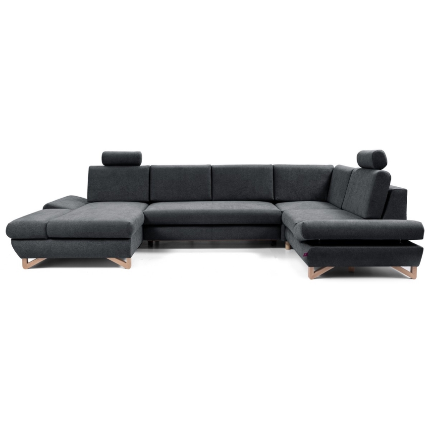 Rozkladacia rohová čalúnená sedacia súprava do tvaru U s úložným priestorom AVESTA, antracit
