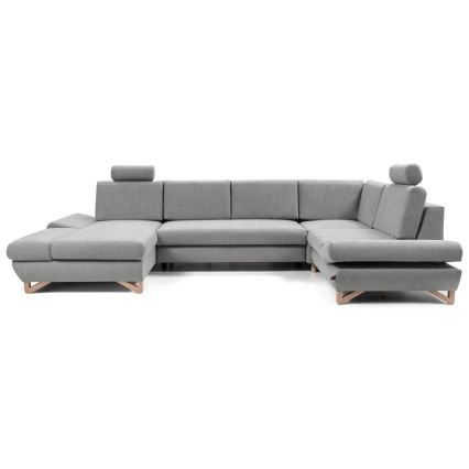 Rozkladacia rohová čalúnená sedacia súprava AVESTA v tvare U, sivá, s úložným priestorom