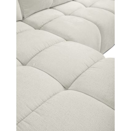 Rozkladacia čalúnená rohová sedacia súprava do tvaru L s úložným priestorom ALMADA ľavá béžová