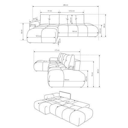 Rozkladacia čalúnená rohová sedacia súprava do tvaru L s úložným priestorom ALMADA ľavá béžová