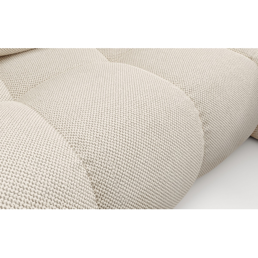 Rozkladacia rohová čalúnená sedacia súprava s úložným priestorom do L ALMADA pravá svetlobéžová