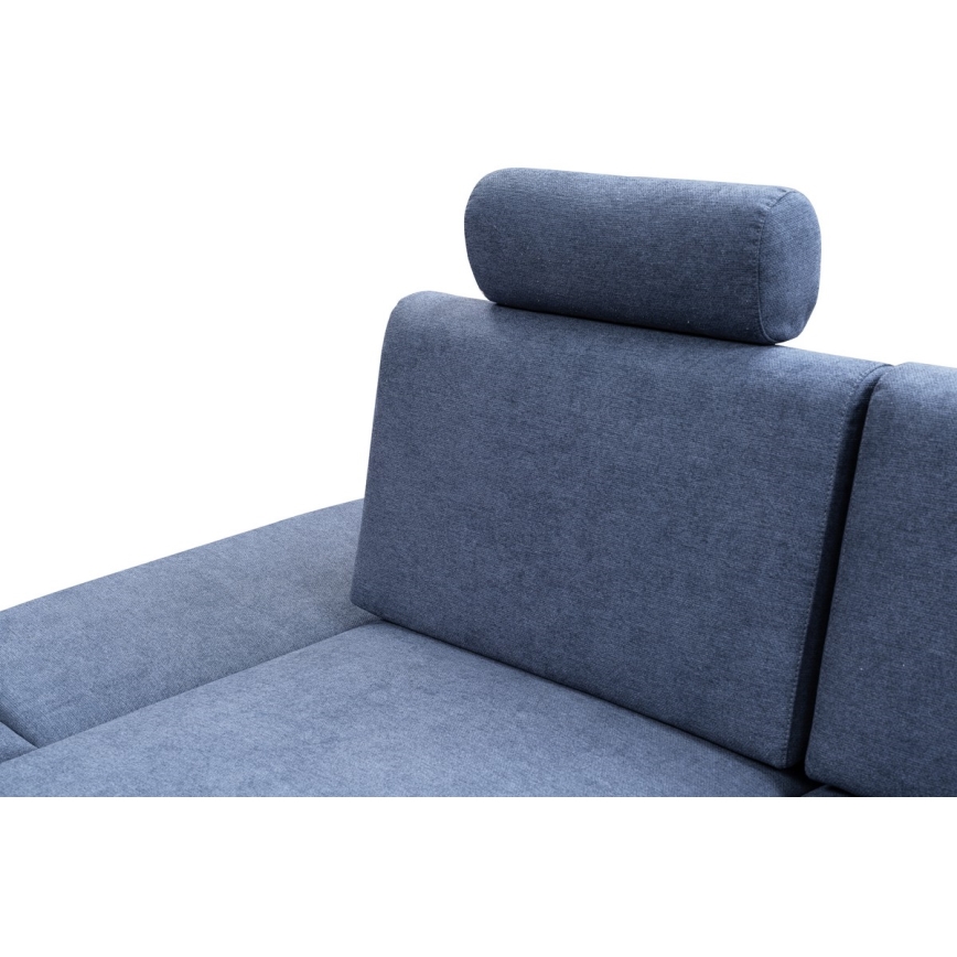 Rozkladacia rohová čalúnená sedacia súprava v tvare L s úložným priestorom AVESTA, ľavé prevedenie, modrá