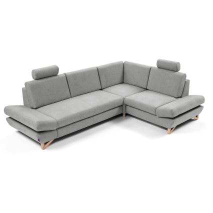 Rozkladacia rohová čalúnená sedacia súprava s úložným priestorom v tvare L AVESTA, pravé prevedenie, sivá