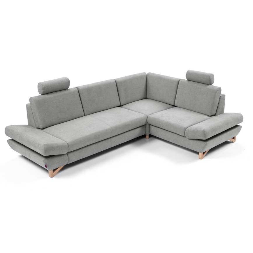 Rozkladacia rohová čalúnená sedacia súprava s úložným priestorom v tvare L AVESTA, pravé prevedenie, sivá