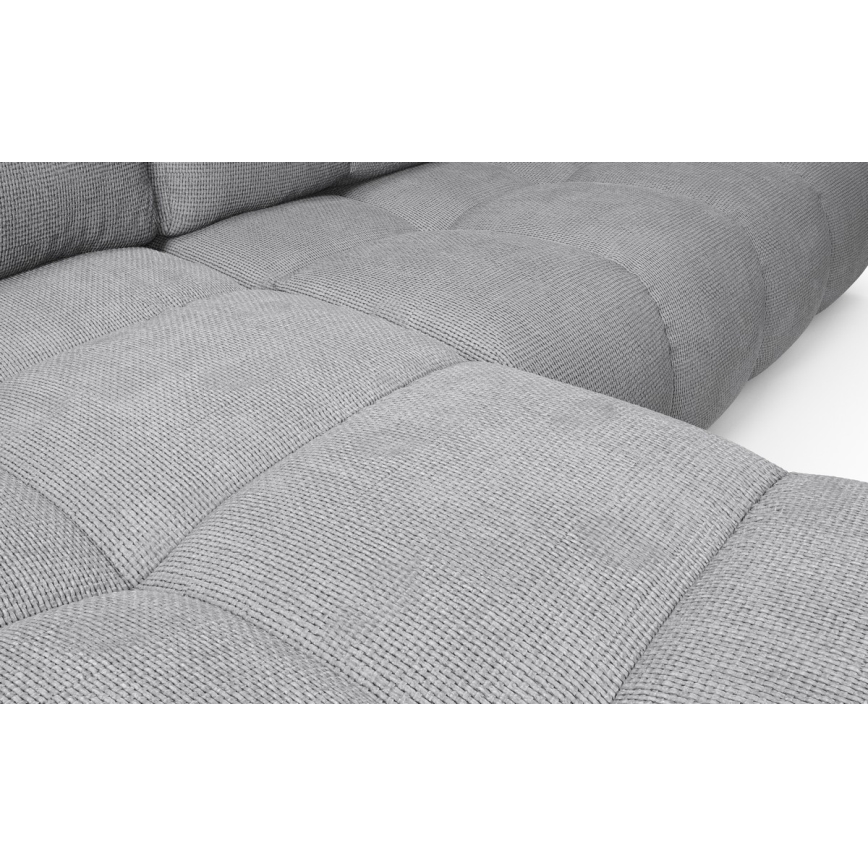 Rozkladacia rohová čalúnená sedacia súprava s úložným priestorom do tvaru L ALMADA ľavá sivá