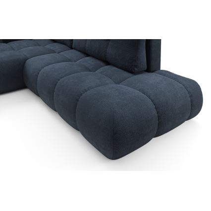 Rozkladacia rohová čalúnená sedacia súprava s úložným priestorom do tvaru L ALMADA, ľavé prevedenie, modrá