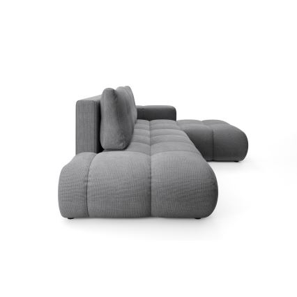 Rozkladacia rohová čalúnená sedacia súprava do tvaru L ALMADA pravá sivá