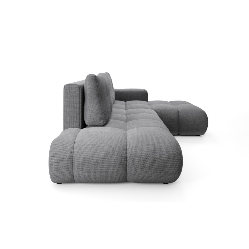 Rozkladacia rohová čalúnená sedacia súprava do tvaru L ALMADA pravá sivá