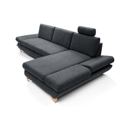 Rozkladacia rohová čalúnená sedačka AVESTA do tvaru L, pravá, antracit, s úložným priestorom