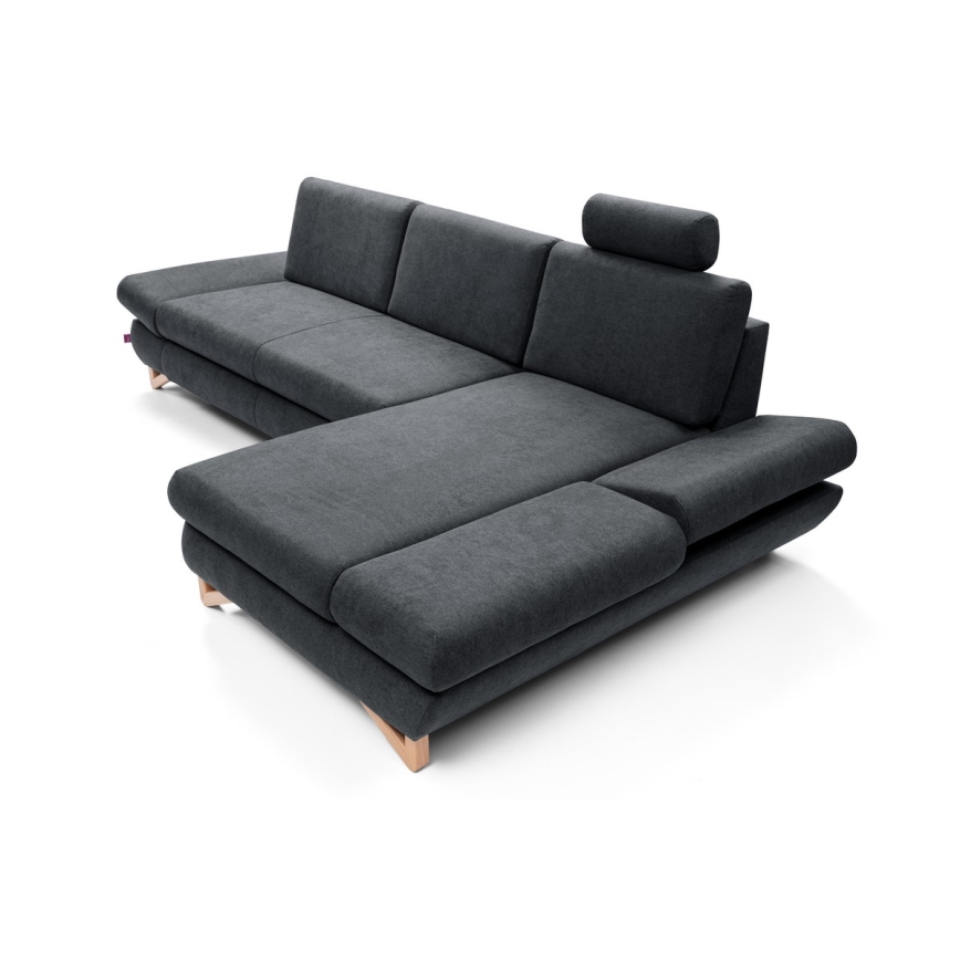 Rozkladacia rohová čalúnená sedačka AVESTA do tvaru L, pravá, antracit, s úložným priestorom