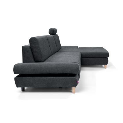 Rozkladacia rohová čalúnená sedačka AVESTA do tvaru L, pravá, antracit, s úložným priestorom