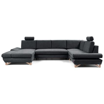 Rozkladacia rohová čalúnená sedacia súprava do tvaru U AVESTA s úložným priestorom, antracitová