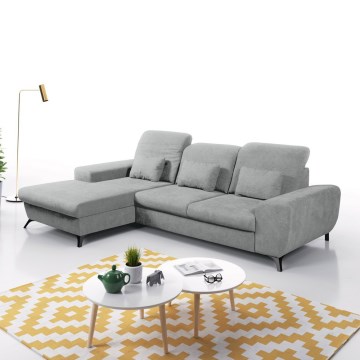 Rozkladacia rohová čalúnená sedacia súprava v tvare L ALTA ľavá sivá