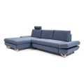 Rozkladacia rohová čalúnená sedacia súprava v tvare L s úložným priestorom AVESTA, ľavé prevedenie, modrá