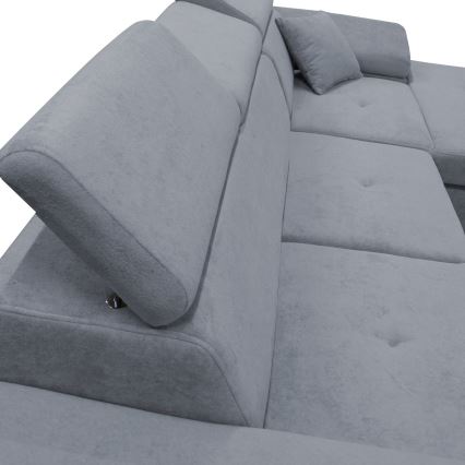 Rozkladacia rohová sedacia súprava CASTELO do tvaru L, pravá, s úložným priestorom, tmavošedá