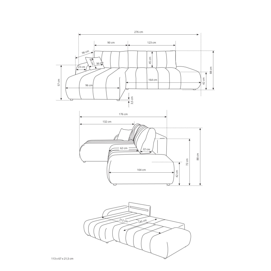 Rozkladacia rohová sedacia súprava DESIO s úložným priestorom v tvare L, pravé prevedenie, béžová