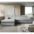 Rozkladacia rohová sedacia súprava do L s úložným priestorom PADUA sivá ľavá