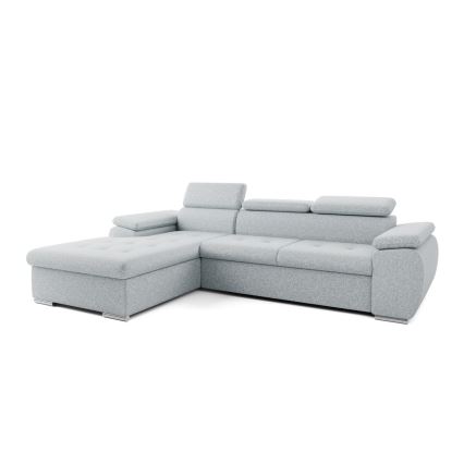 Rozkladacia rohová sedacia súprava do L s úložným priestorom PADUA sivá ľavá