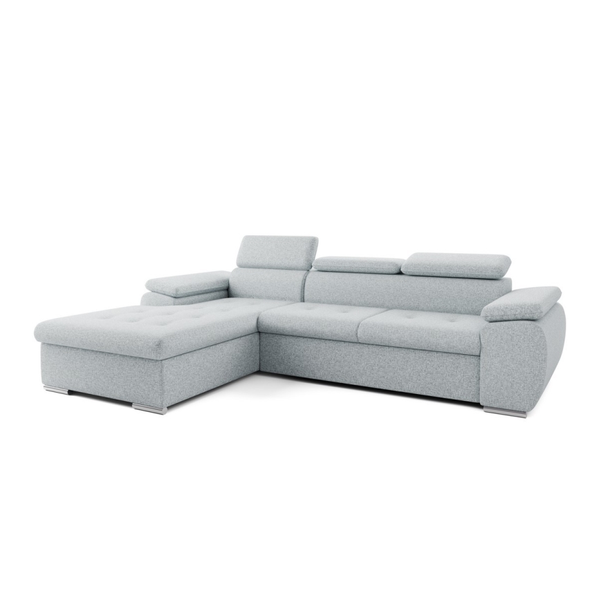 Rozkladacia rohová sedacia súprava do L s úložným priestorom PADUA sivá ľavá