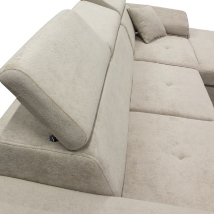 Rozkladacia rohová sedacia súprava do tvaru L CASTELO s úložným priestorom, pravostranné prevedenie, sivá