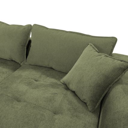 Rozkladacia rohová sedacia súprava LAGOA v tvare L, pravé prevedenie, zelená, s úložným priestorom