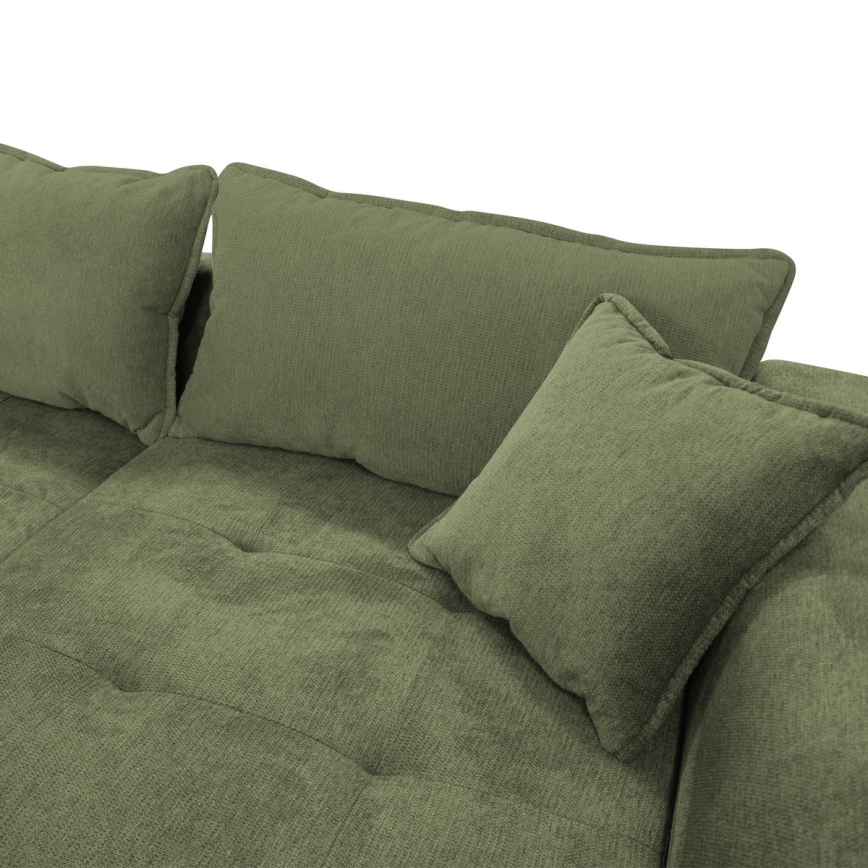 Rozkladacia rohová sedacia súprava LAGOA v tvare L, pravé prevedenie, zelená, s úložným priestorom