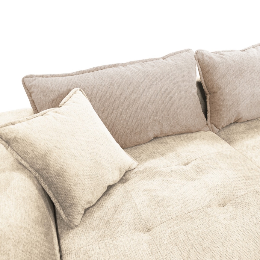 Rozkladacia rohová sedacia súprava s úložným priestorom v tvare L LAGOA ľavá béžová/hnedá